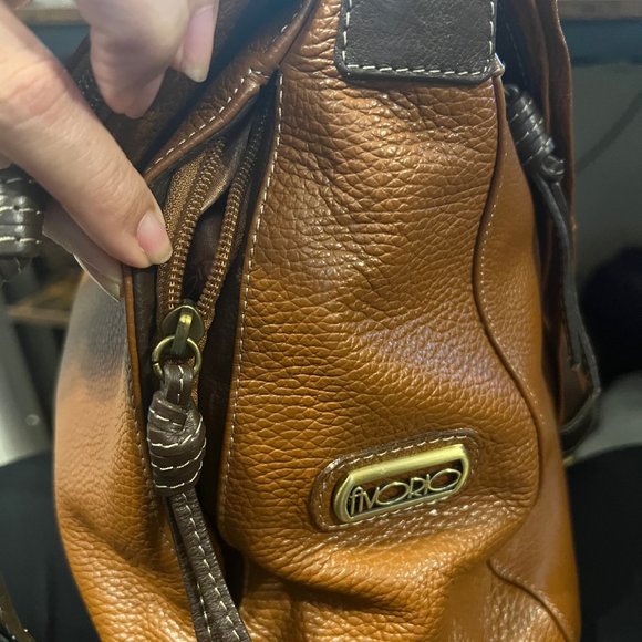 Vera Pelle Handbags - Vera Pelle Avorio-Large Leather Italian Leather Purse-Shoulder Bag-Tan/Brown